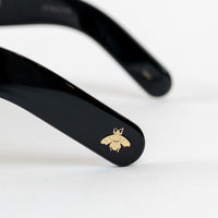 Gucci Black Pearl Embellished GG Square Frame Sunglasses with Orange Lenses