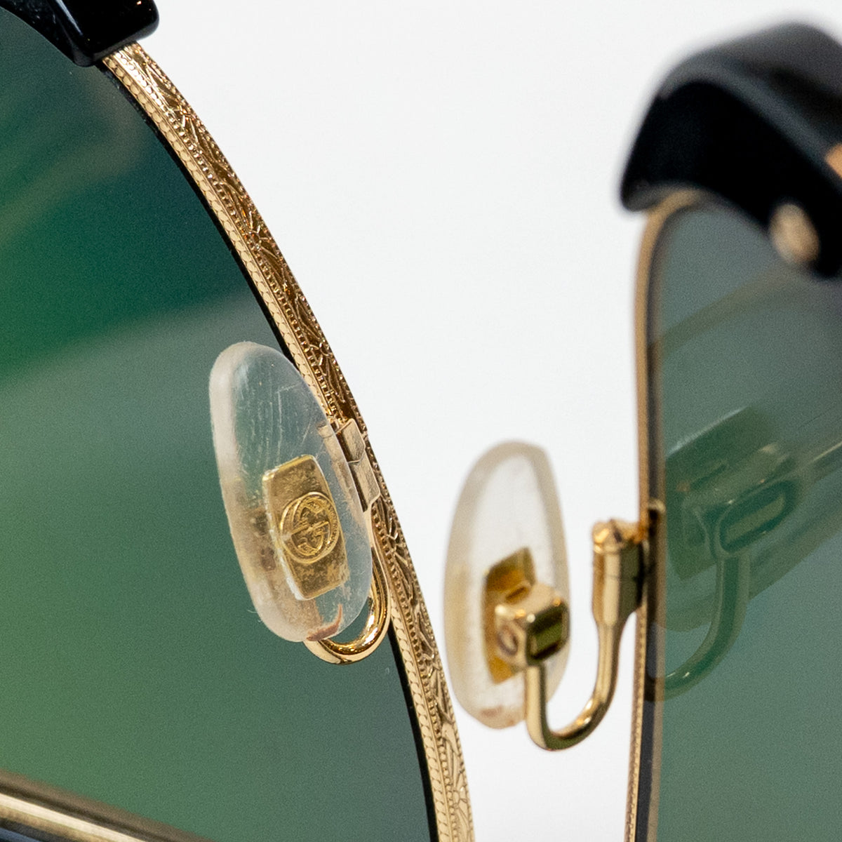 Gucci Black Pearl Embellished GG Square Frame Sunglasses with Orange Lenses