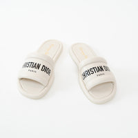 Christian Dior White Lambskin Embossed Every-D Slide Size 36