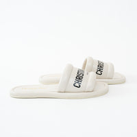 Christian Dior White Lambskin Embossed Every-D Slide Size 36