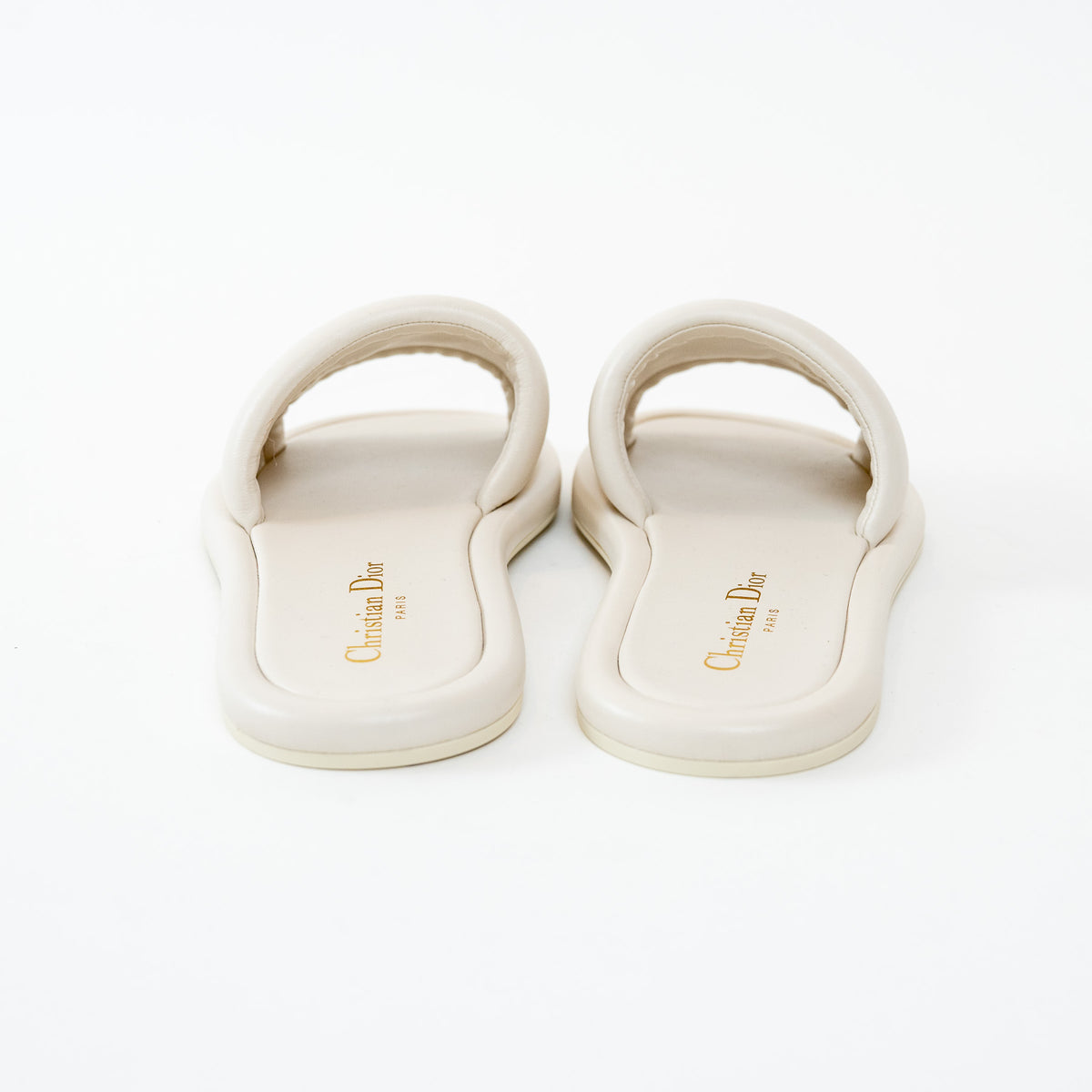 Christian Dior White Lambskin Embossed Every-D Slide Size 36