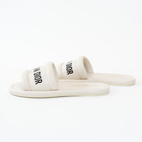 Christian Dior White Lambskin Embossed Every-D Slide Size 36
