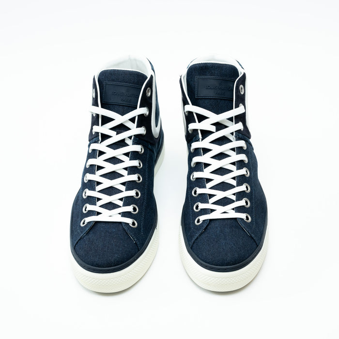 Mens Louis Vuitton Dark Denim High Top Sneakers Size 8.5