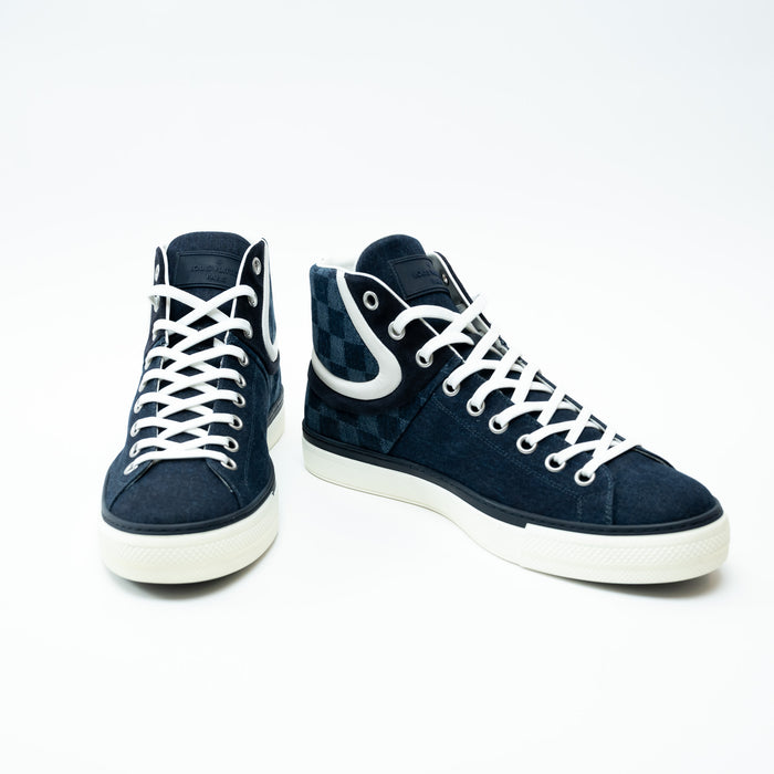 Mens Louis Vuitton Dark Denim High Top Sneakers Size 8.5