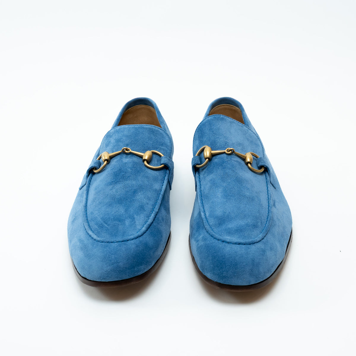 Mens Gucci Blue Suede Horsebit Loafers Size 10.5