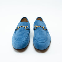 Mens Gucci Blue Suede Horsebit Loafers Size 10.5