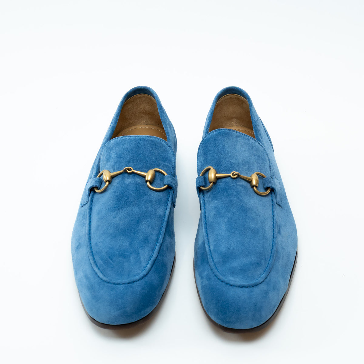 Mens Gucci Blue Suede Horsebit Loafers Size 10.5