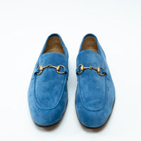Mens Gucci Blue Suede Horsebit Loafers Size 10.5