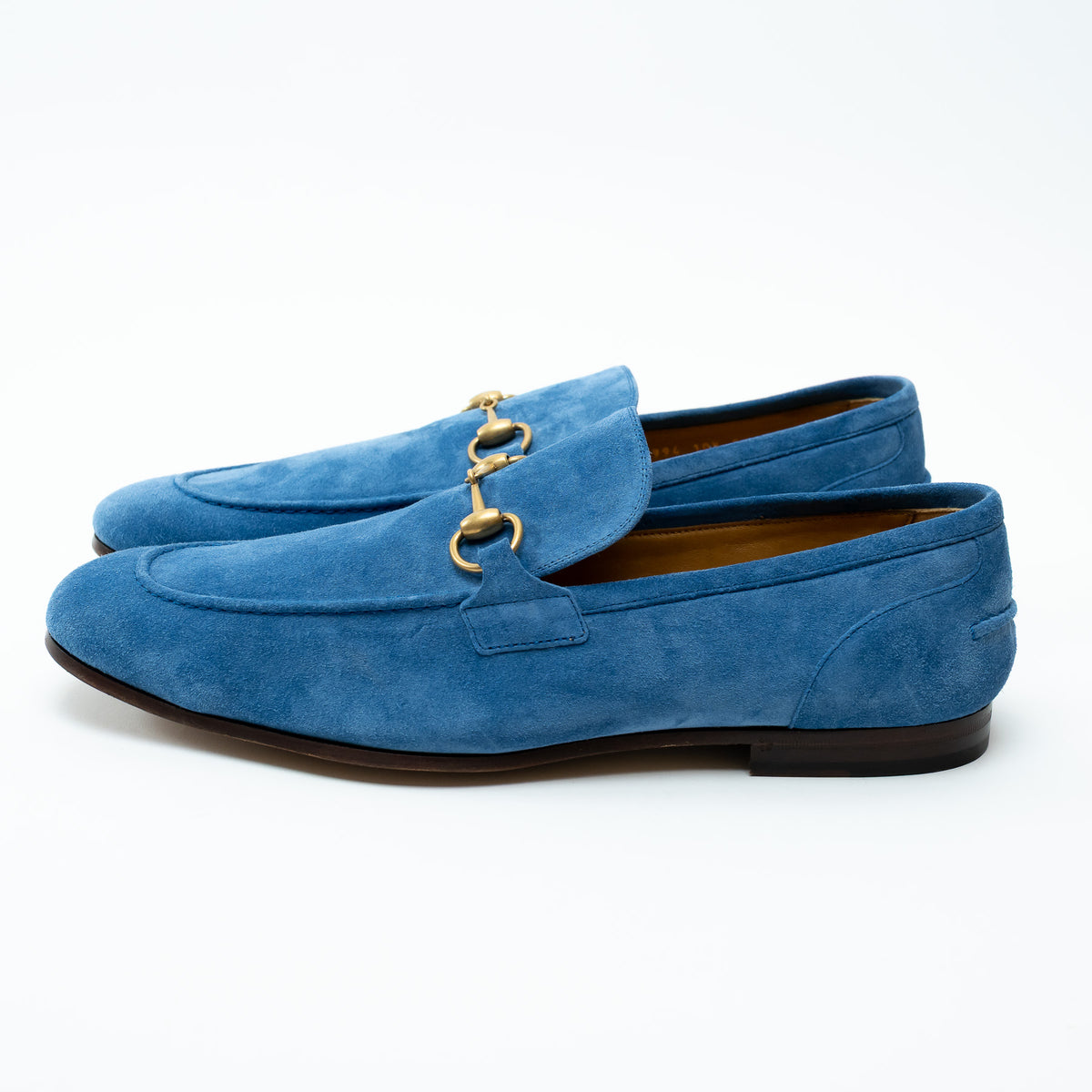 Mens Gucci Blue Suede Horsebit Loafers Size 10.5
