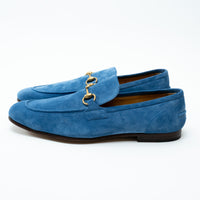 Mens Gucci Blue Suede Horsebit Loafers Size 10.5