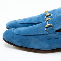 Mens Gucci Blue Suede Horsebit Loafers Size 10.5