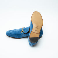 Mens Gucci Blue Suede Horsebit Loafers Size 10.5