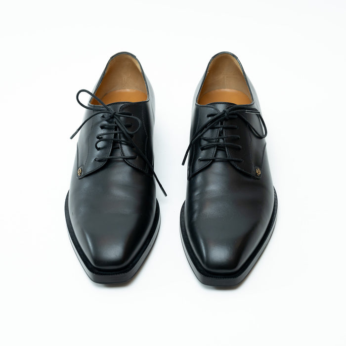 Mens Gucci Black Smooth Leather Dress Shoe Size 8.5