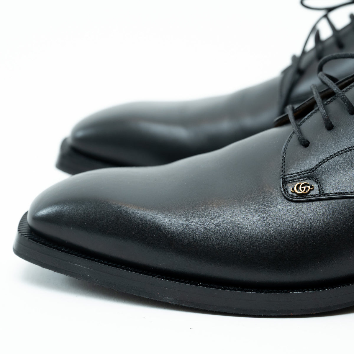 Mens Gucci Black Smooth Leather Dress Shoe Size 8.5