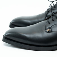 Mens Gucci Black Smooth Leather Dress Shoe Size 8.5