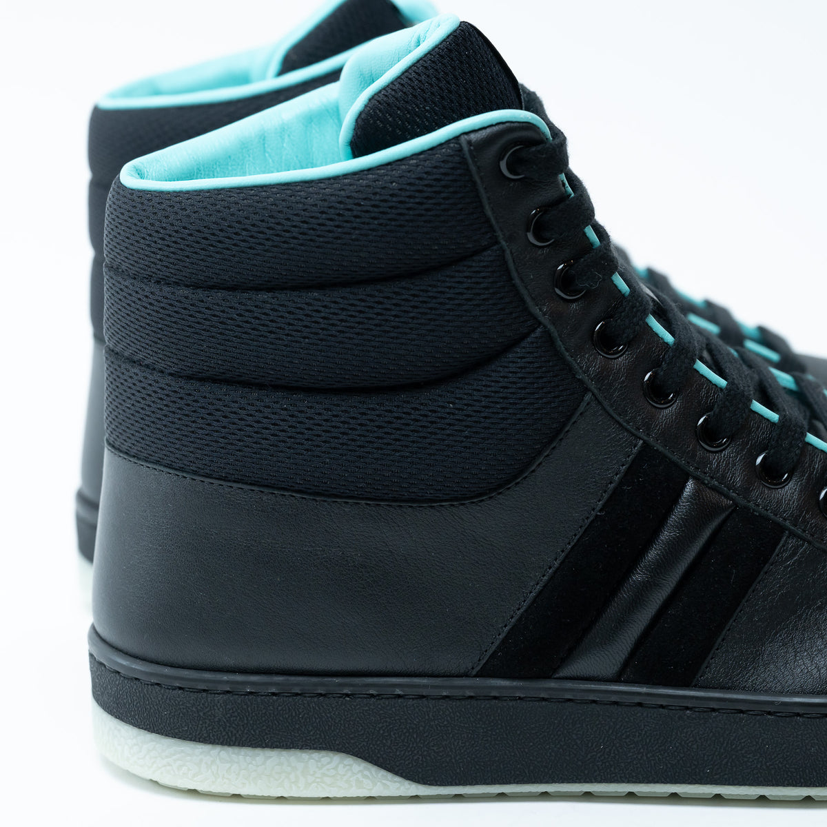 Mens Gucci Black Leather High Top Sneakers Size 8.5e