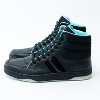 Mens Gucci Black Leather High Top Sneakers Size 8.5e