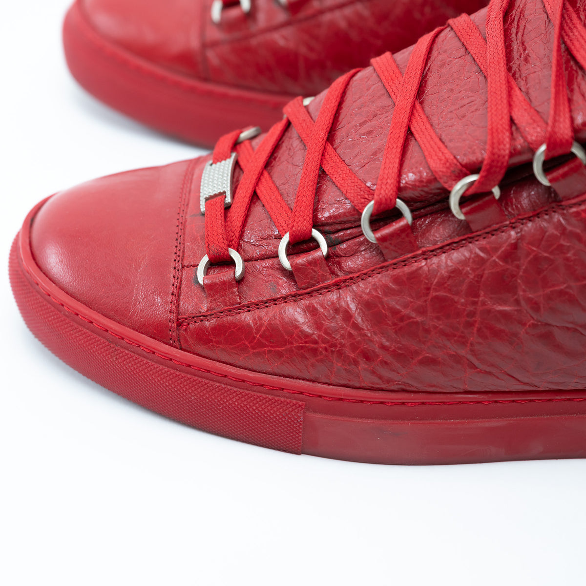 Mens Balenciaga Arena Red High Top Sneakers Size 44