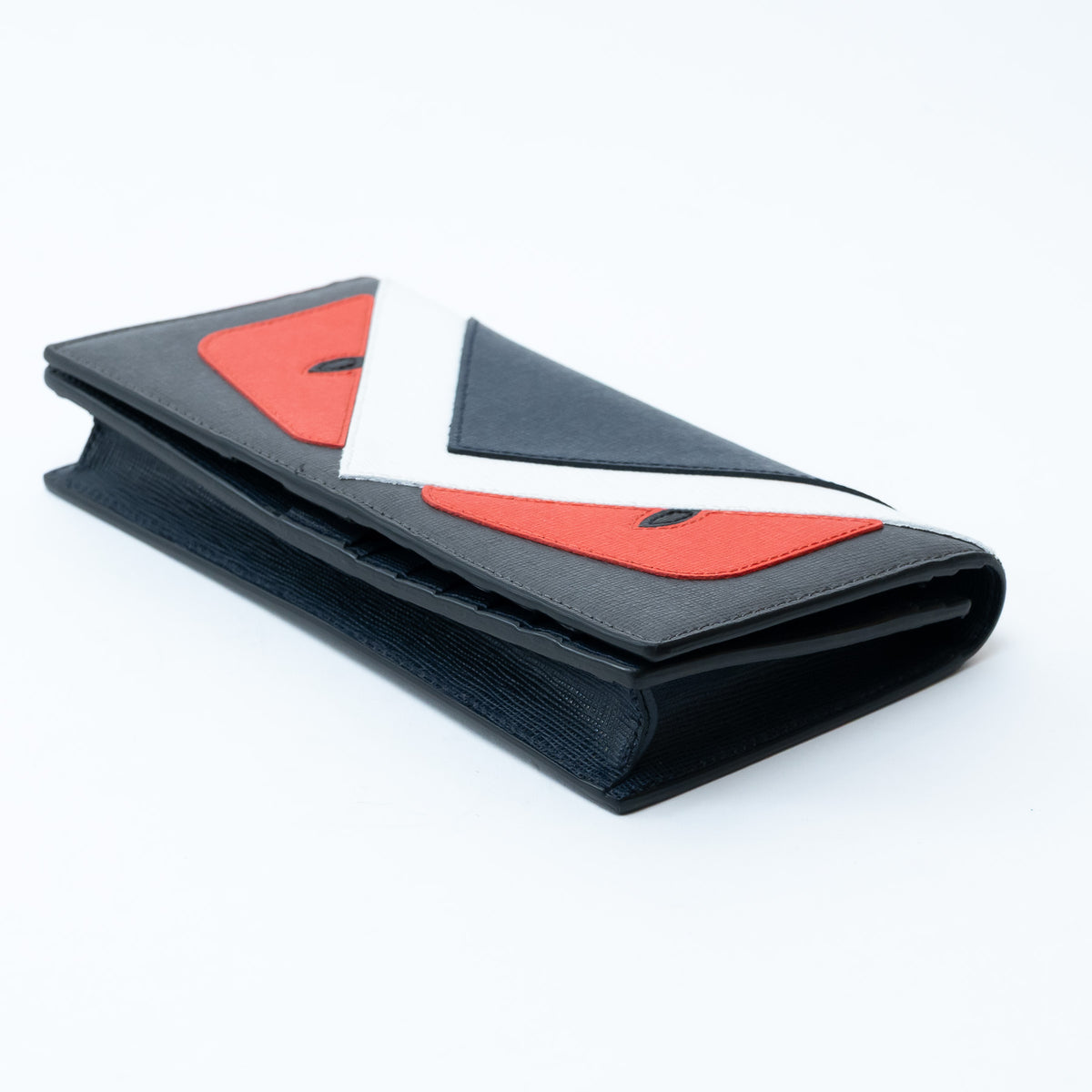 Fendi Grained Leather Monster Bifold Long Wallet
