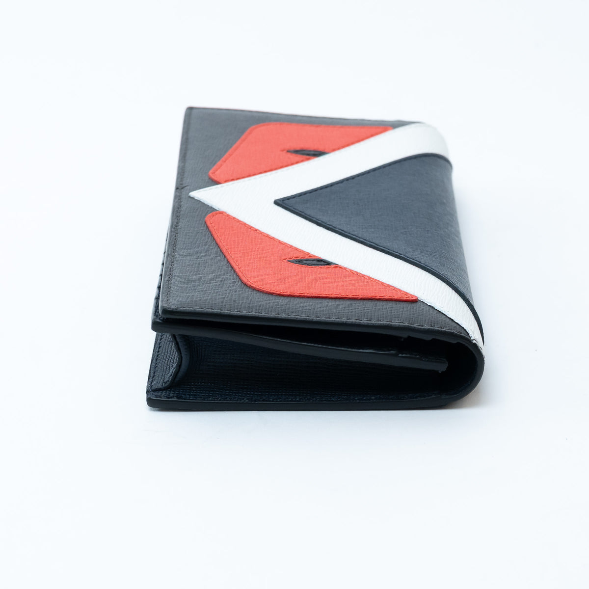 Fendi Grained Leather Monster Bifold Long Wallet