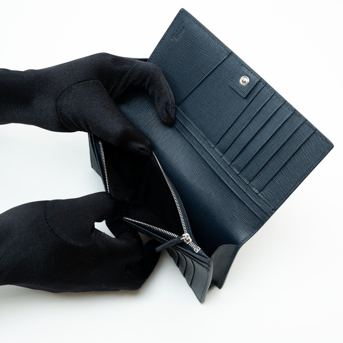 Fendi Grained Leather Monster Bifold Long Wallet