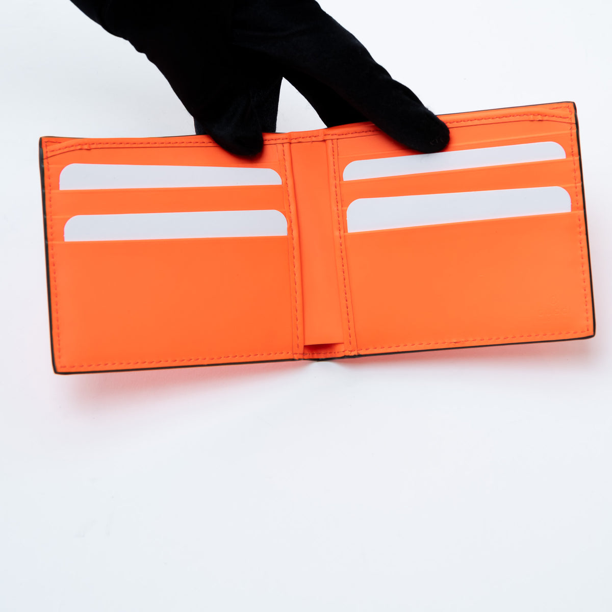 Gucci Neon Orange Bifold Monogram Wallet