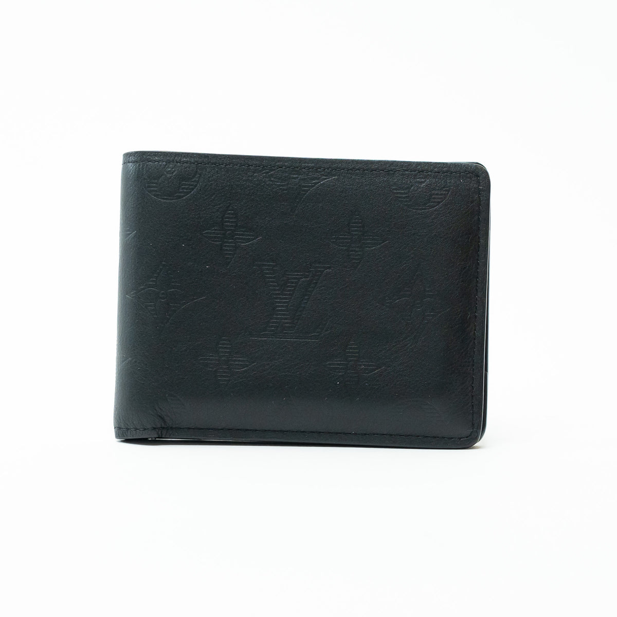 Louis Vuitton Black Smooth Leather Monogram Embossed Bifold Wallet