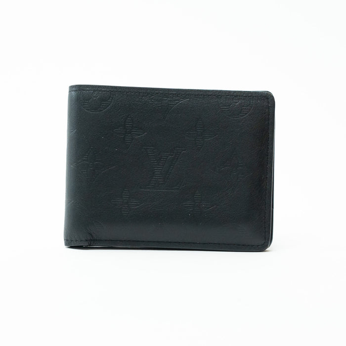Louis Vuitton Black Smooth Leather Monogram Embossed Bifold Wallet