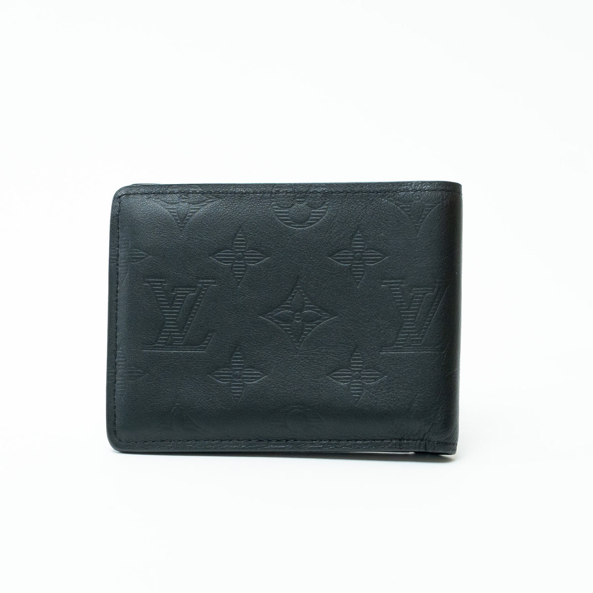 Louis Vuitton Black Smooth Leather Monogram Embossed Bifold Wallet