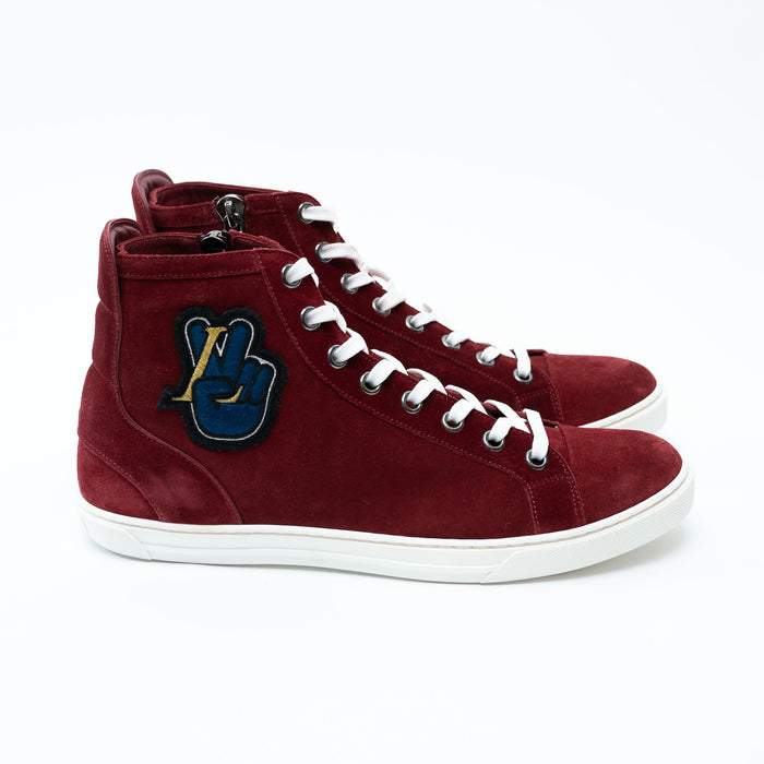 Mens Louis Vuitton Burgundy High Top Sneakers Size 8.5