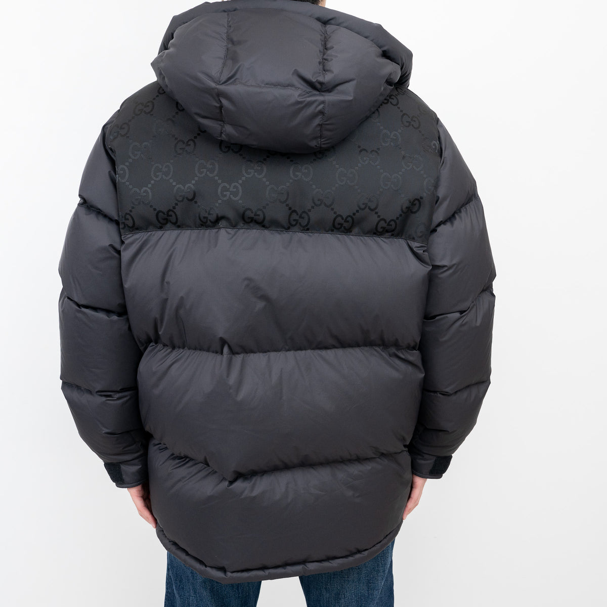 Gucci Black Puffer Jacket With Monogram Details Size 48