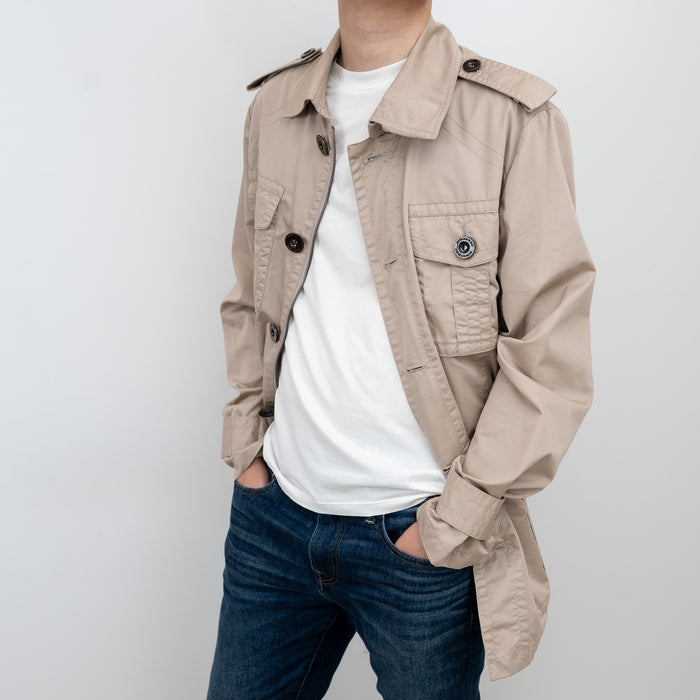 Burberry Beige Trench Coat with Elasticated Waist Size L