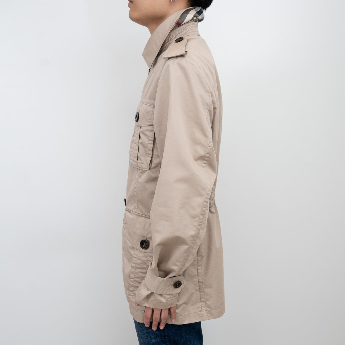 Burberry Beige Trench Coat with Elasticated Waist Size L