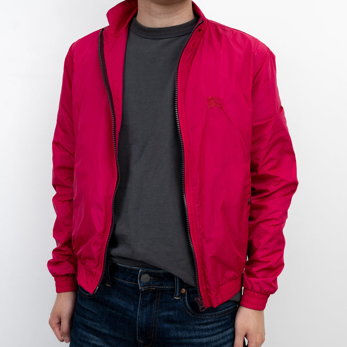Burberry Pink Nylon Bomber Jacket with Ribbed Details Size M