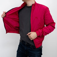 Burberry Pink Nylon Bomber Jacket with Ribbed Details Size M