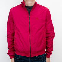 Burberry Pink Nylon Bomber Jacket with Ribbed Details Size M