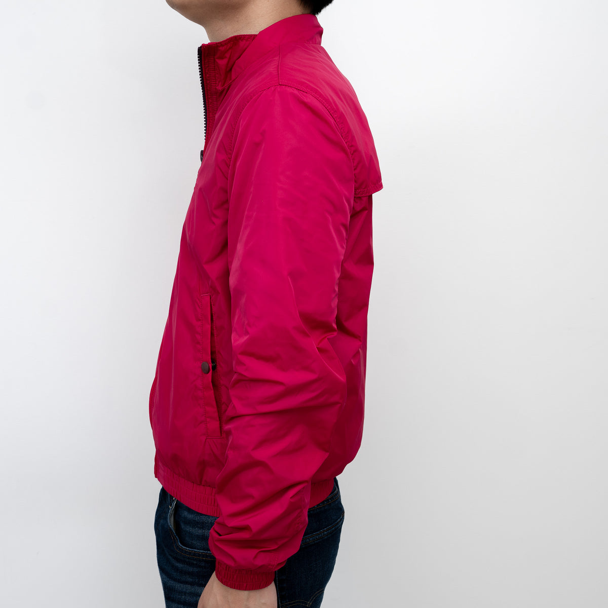 Burberry Pink Nylon Bomber Jacket with Ribbed Details Size M