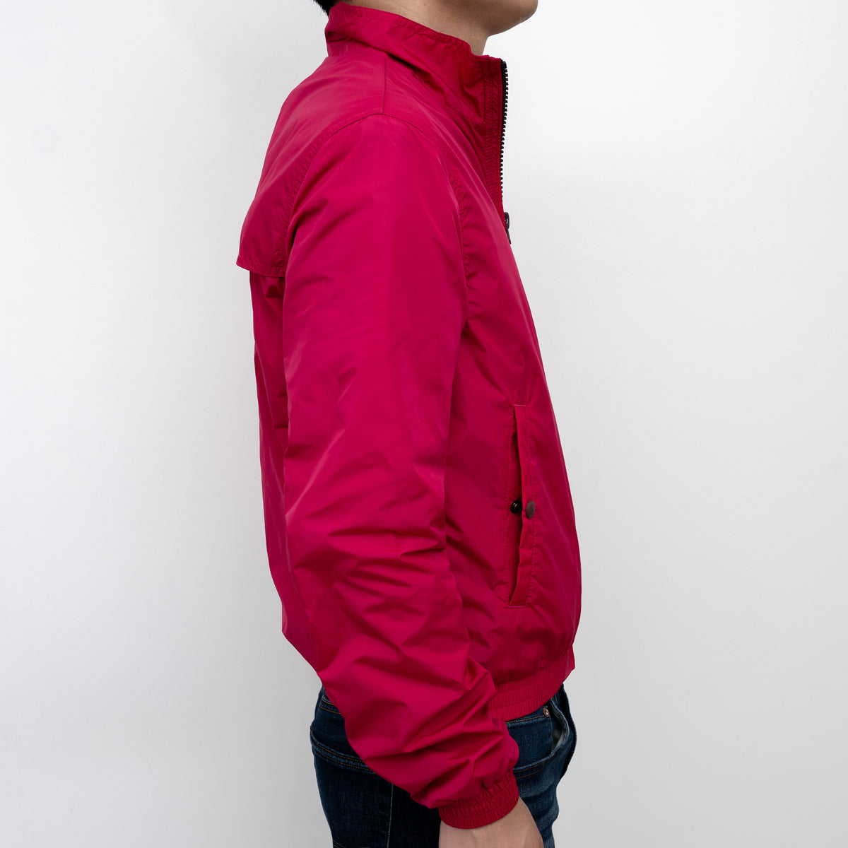 Burberry Pink Nylon Bomber Jacket with Ribbed Details Size M