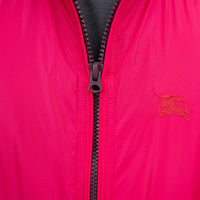 Burberry Pink Nylon Bomber Jacket with Ribbed Details Size M