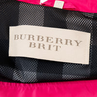 Burberry Pink Nylon Bomber Jacket with Ribbed Details Size M