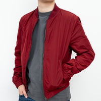 Burberry Red Nylon Bomber Jacket with Ribbed Details Size M