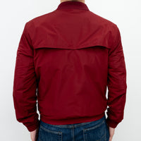 Burberry Red Nylon Bomber Jacket with Ribbed Details Size M