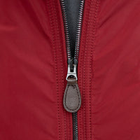 Burberry Red Nylon Bomber Jacket with Ribbed Details Size M