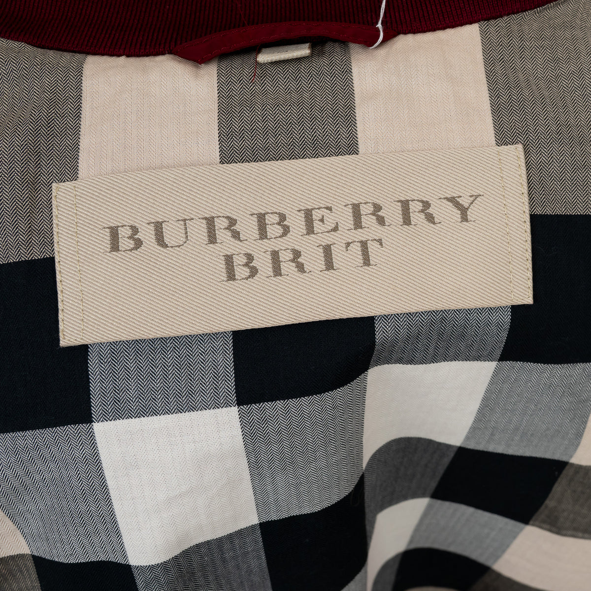 Burberry Red Nylon Bomber Jacket with Ribbed Details Size M