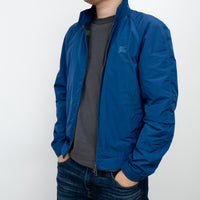 Burberry Blue Nylon Bomber Jacket with Ribbed Details Size M