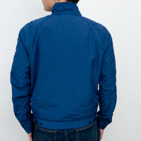 Burberry Blue Nylon Bomber Jacket with Ribbed Details Size M