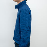 Burberry Blue Nylon Bomber Jacket with Ribbed Details Size M