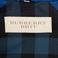 Burberry Blue Nylon Bomber Jacket with Ribbed Details Size M
