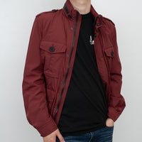 Burberry Burgundy Nylon Jacket with Cargo Pockets Size M