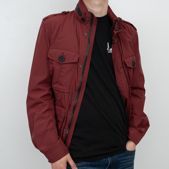 Burberry Burgundy Nylon Jacket with Cargo Pockets Size M